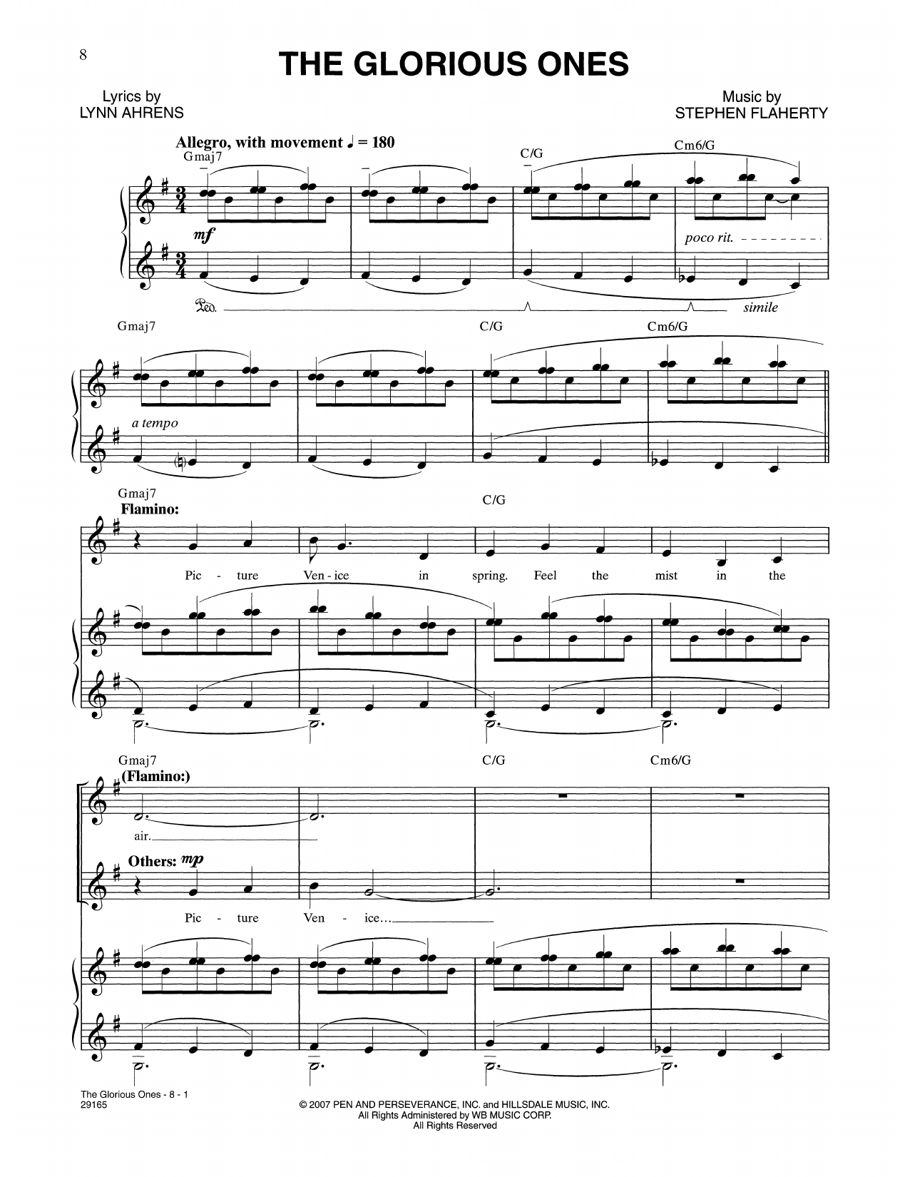 Lynn Ahrens and Stephen Flaherty The Glorious Ones (from The Glorious Ones) Sheet Music