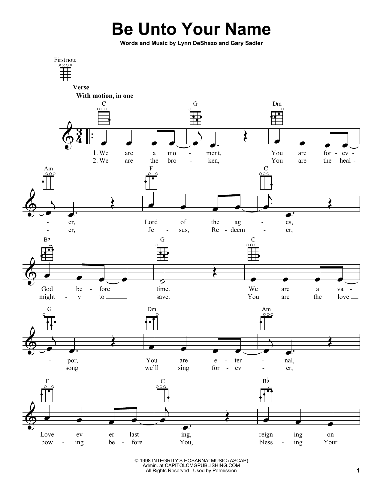 Lynn DeShazo Be Unto Your Name Sheet Music