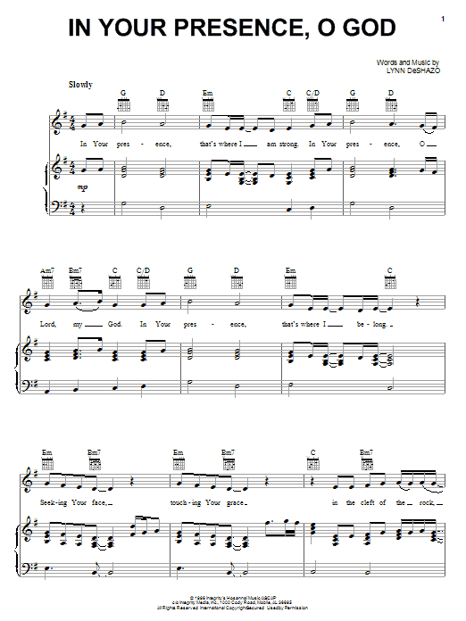 Lynn DeShazo In Your Presence, O God Sheet Music