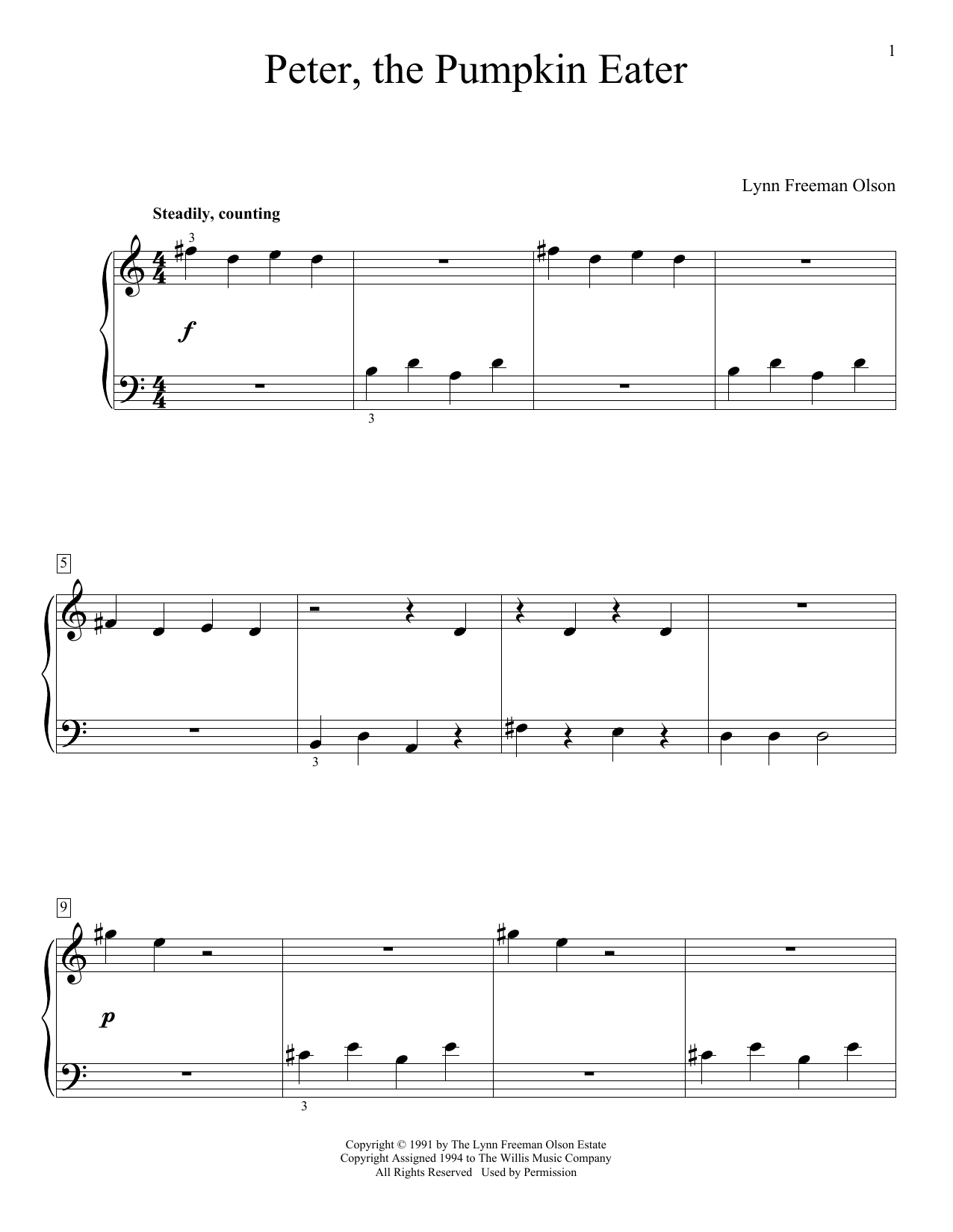 Lynn Freeman Olson Peter, The Pumpkin Eater Sheet Music
