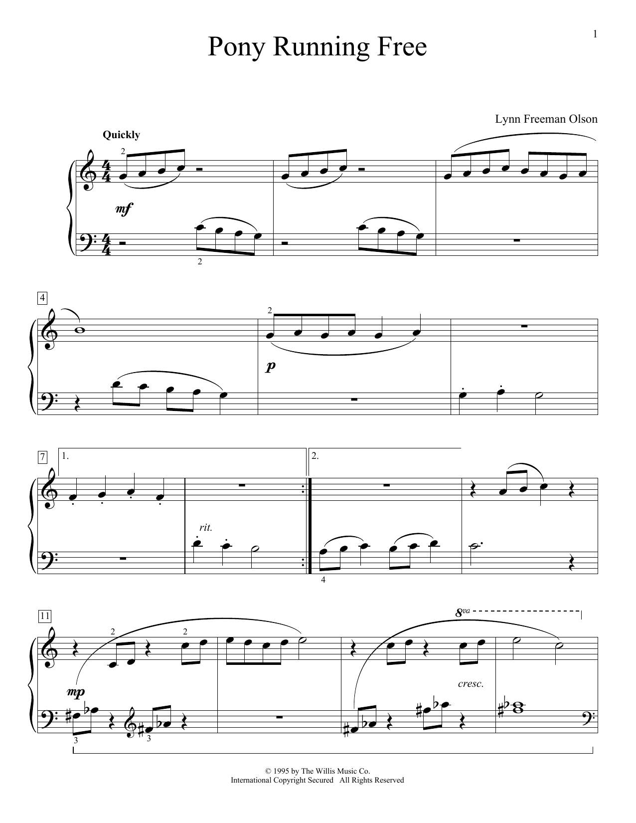 Lynn Freeman Olson Pony Running Free Sheet Music