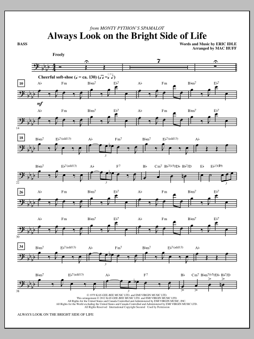 Mac Huff Always Look On The Bright Side Of Life - Bass Sheet Music