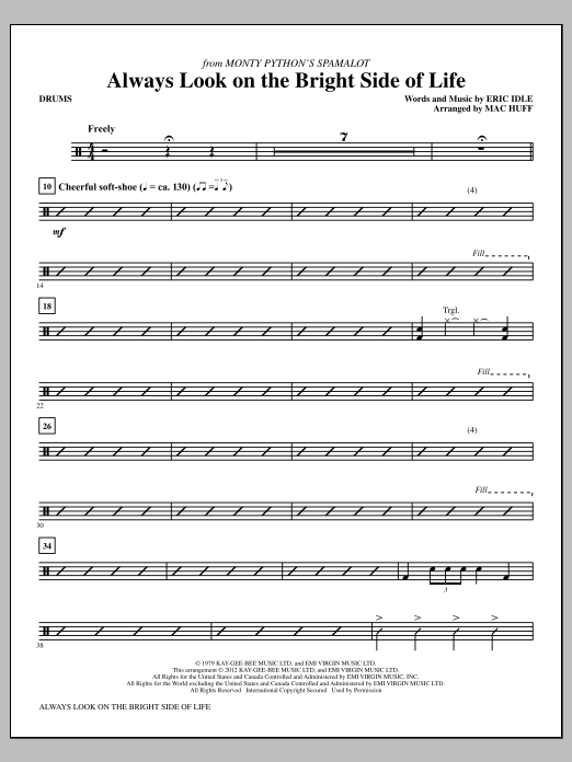 Mac Huff Always Look On The Bright Side Of Life - Drums Sheet Music