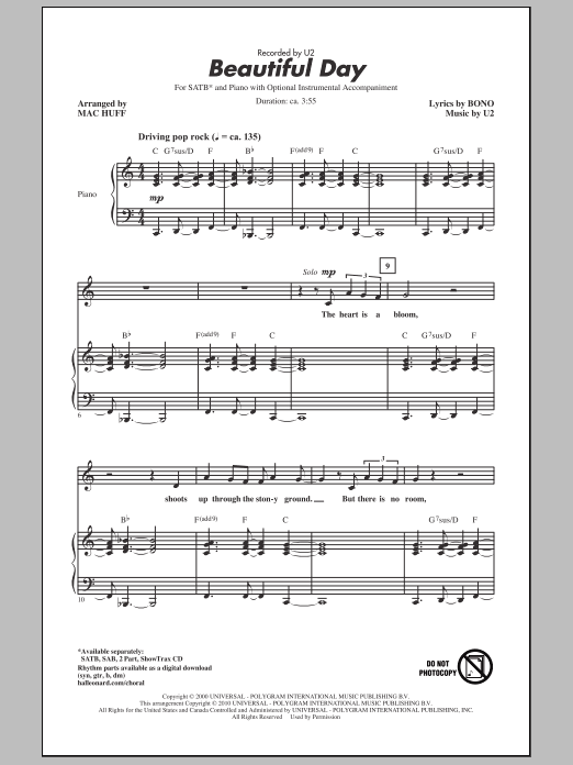 Mac Huff Beautiful Day Sheet Music