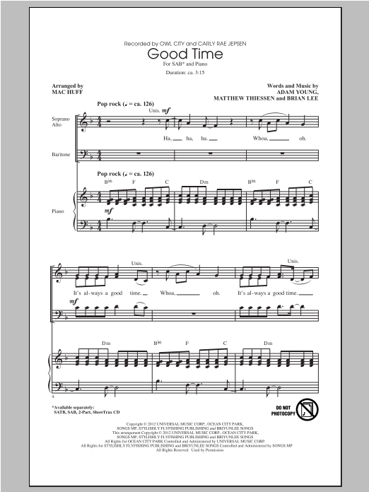 Mac Huff Good Time Sheet Music
