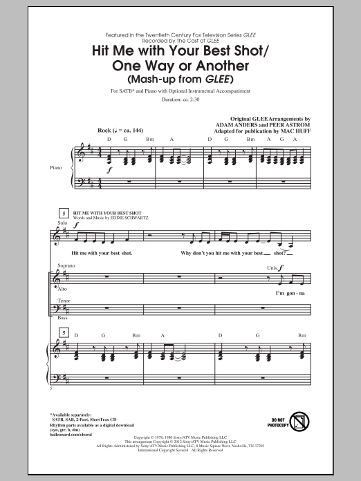 Mac Huff Hit Me With Your Best Shot / One Way Or Another Sheet Music