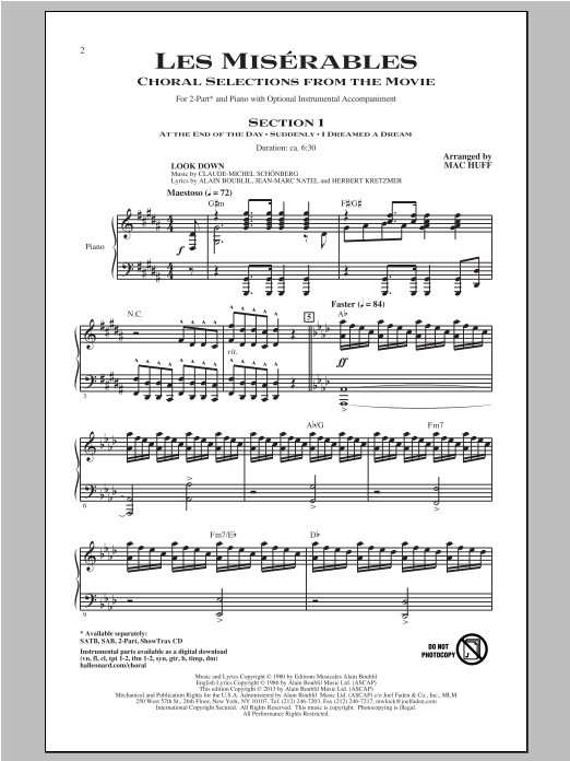 Mac Huff Les Miserables (Choral Selections From The Movie) Sheet Music