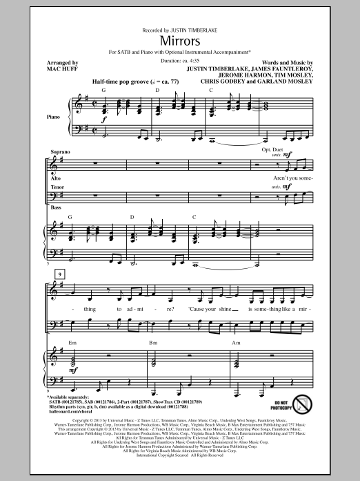 Mac Huff Mirrors Sheet Music