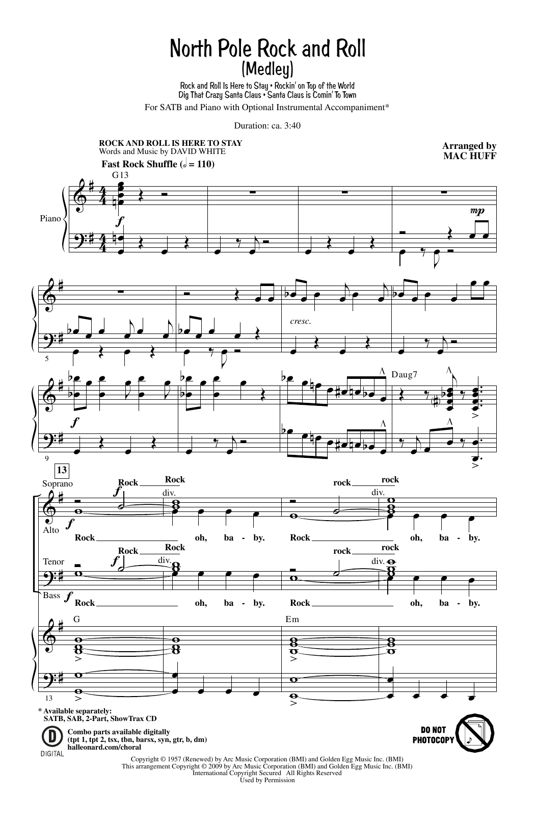 Mac Huff North Pole Rock And Roll (Medley) Sheet Music