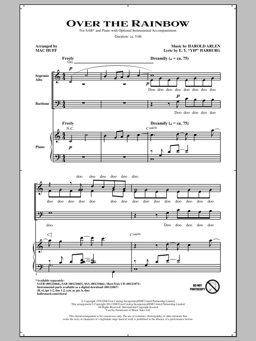 Mac Huff Over The Rainbow Sheet Music