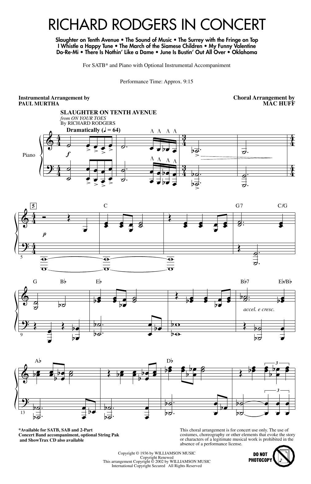 Mac Huff Richard Rodgers in Concert (Medley) Sheet Music