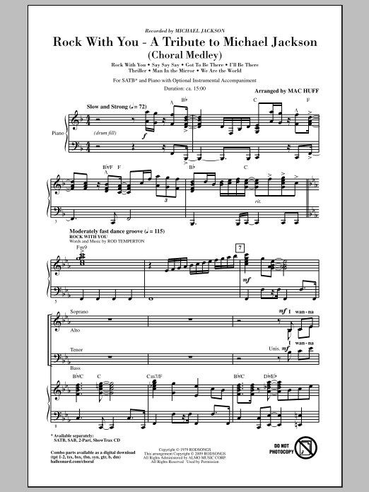 Mac Huff Rock With You - A Tribute to Michael Jackson (Medley) Sheet Music