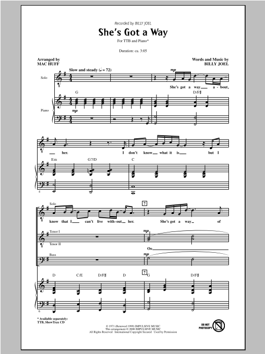 Mac Huff She's Got A Way Sheet Music