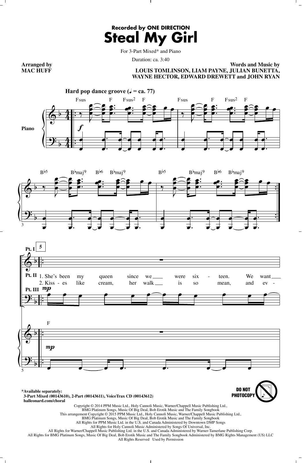 Mac Huff Steal My Girl Sheet Music