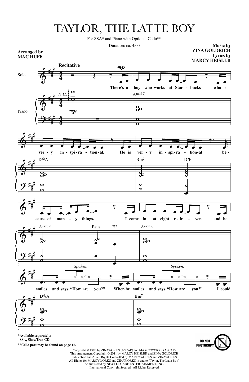 Mac Huff Taylor, The Latte Boy Sheet Music