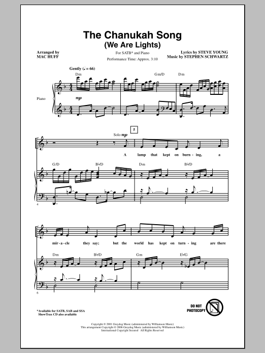 Mac Huff The Chanukah Song (We Are Lights) Sheet Music
