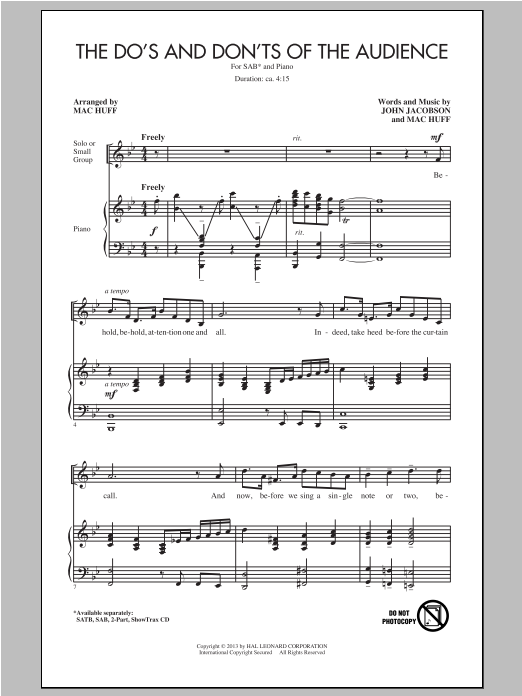 Mac Huff The Do's And Don'ts Of The Audience Sheet Music