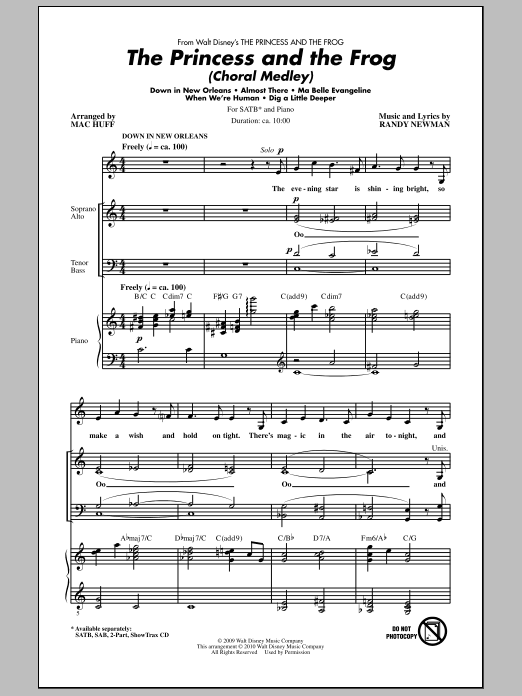 Mac Huff The Princess And The Frog (Choral Medley) Sheet Music
