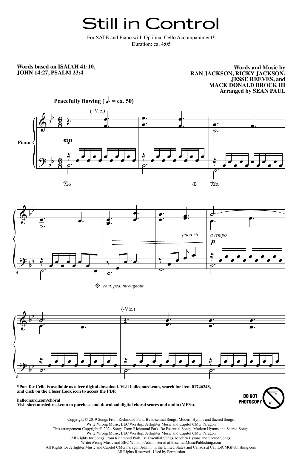 Mack Brock Still In Control (arr. Sean Paul) Sheet Music