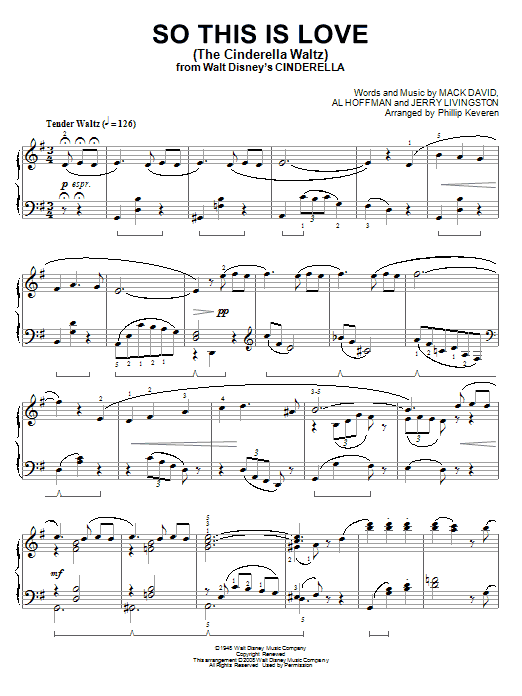 Mack David, Al Hoffman and Jerry Livingston So This Is Love (from Cinderella) [Classical version] (arr. Phillip Keveren) Sheet Music