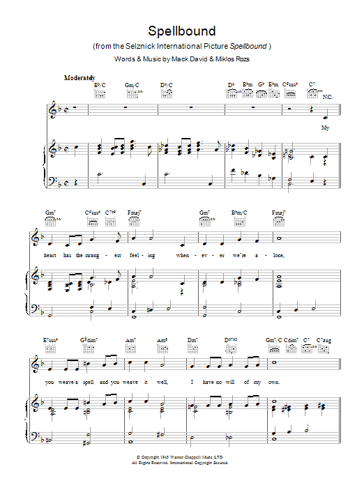 Mack David Spellbound Sheet Music