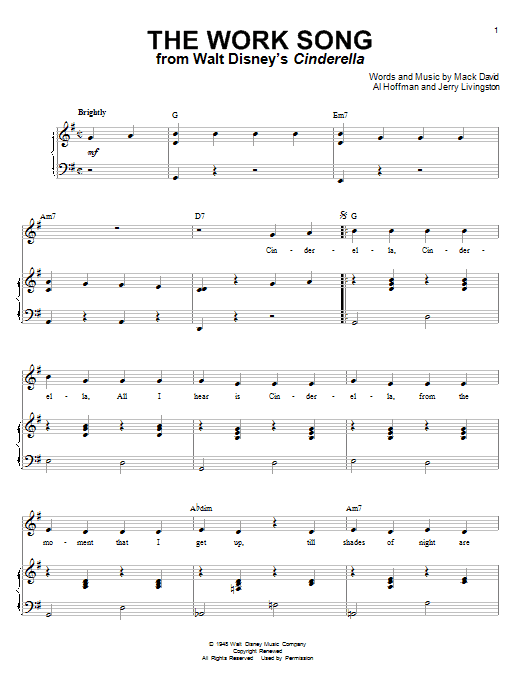 Mack David The Work Song Sheet Music