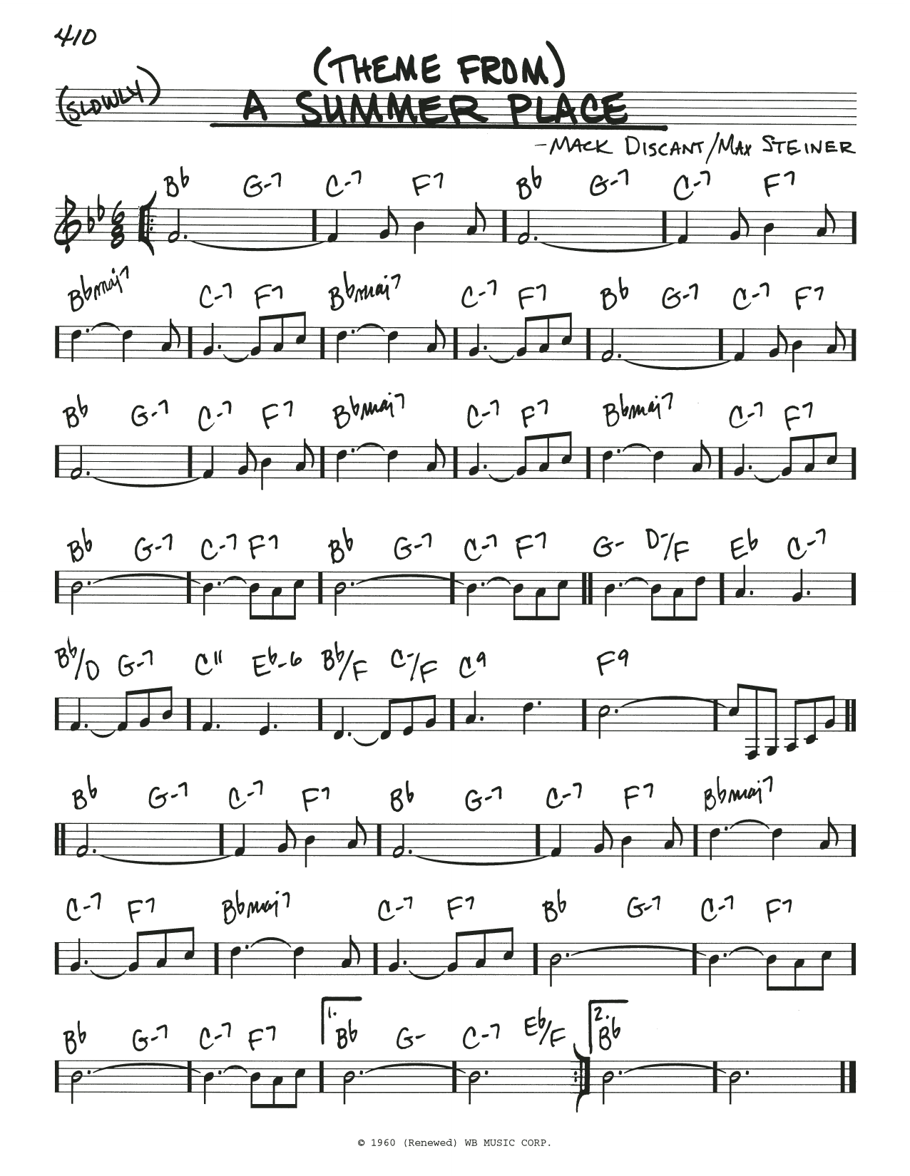 Mack Discant (Theme From) A Summer Place Sheet Music