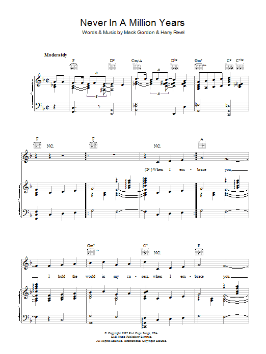 Mack Gordon Never In A Million Years Sheet Music