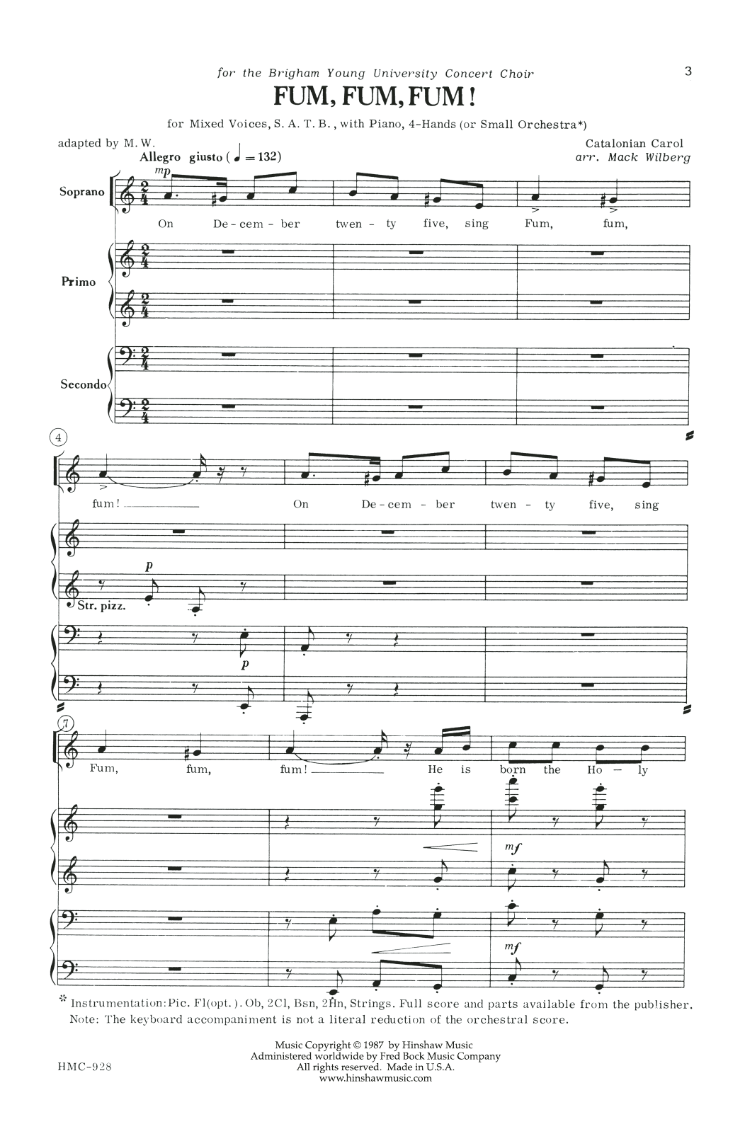 Mack Wilberg Fum, Fum, Fum! Sheet Music