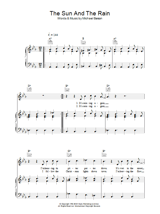 Madness The Sun And The Rain Sheet Music