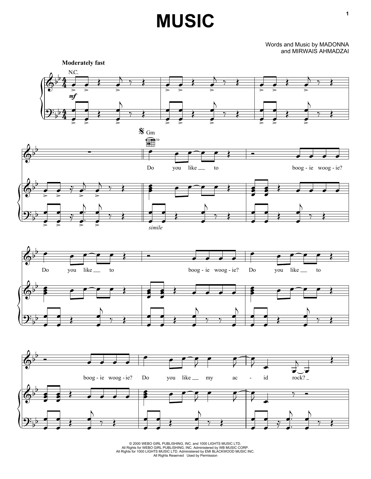 Madonna Music Sheet Music