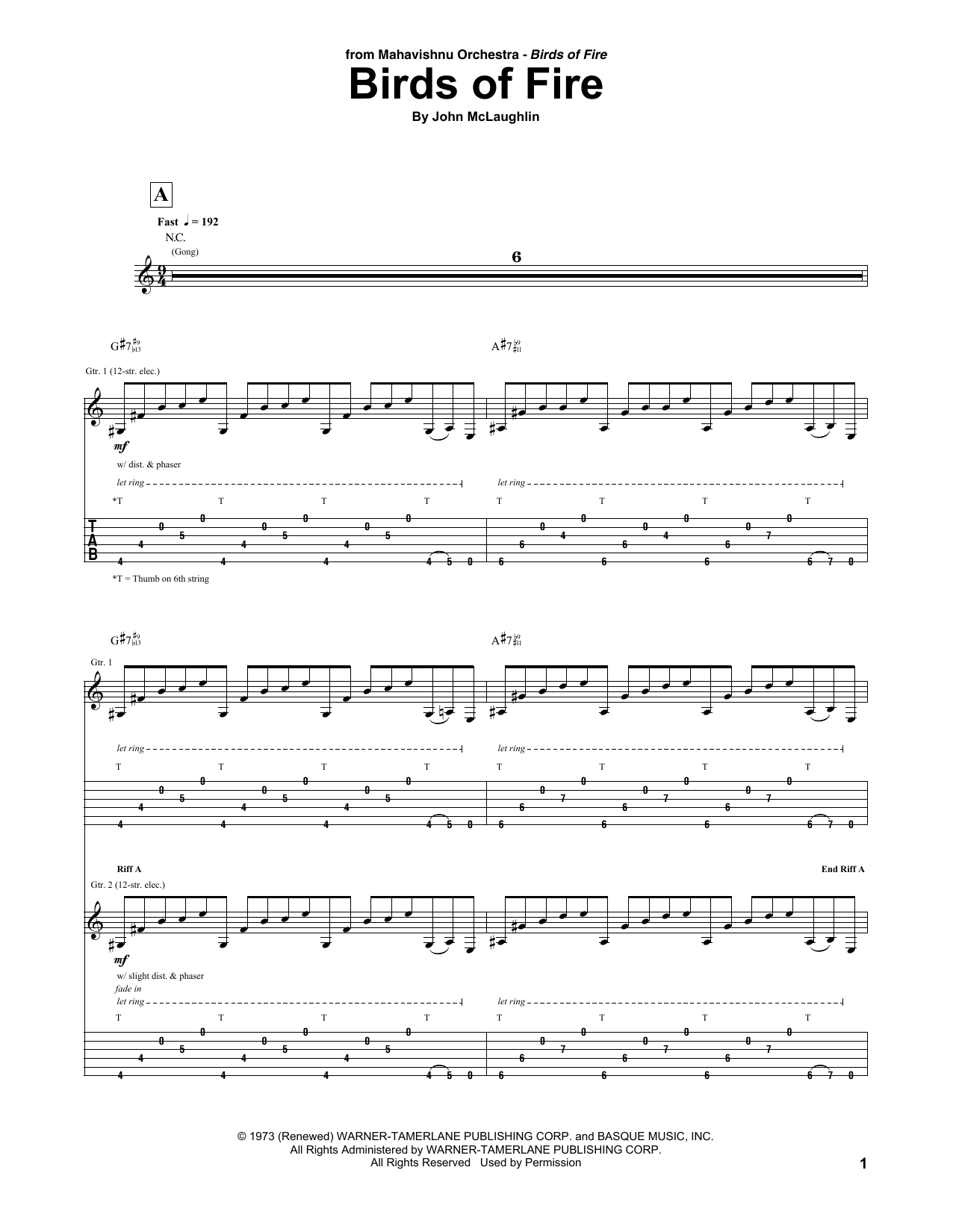 Mahavishnu Orchestra Birds Of Fire Sheet Music