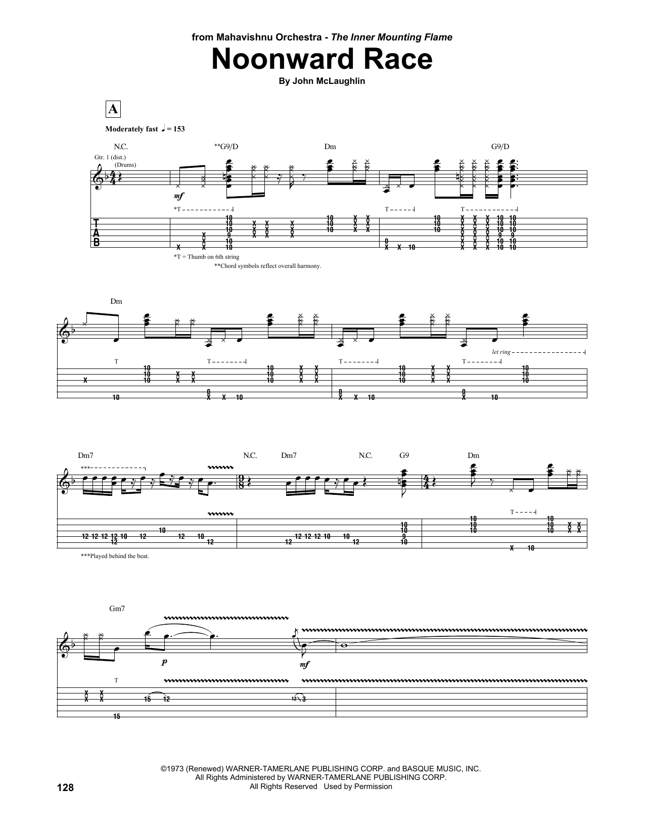 Mahavishnu Orchestra Noonward Race Sheet Music