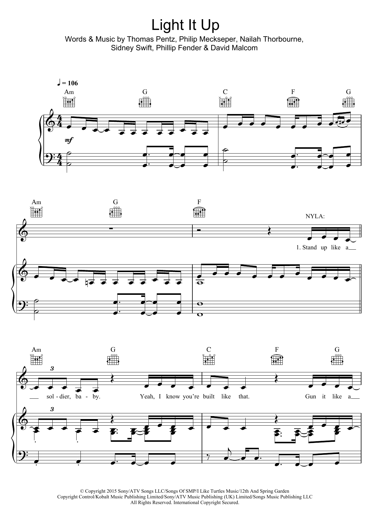 Major Lazer Light It Up (featuring Nyla and Fuse ODG) Sheet Music