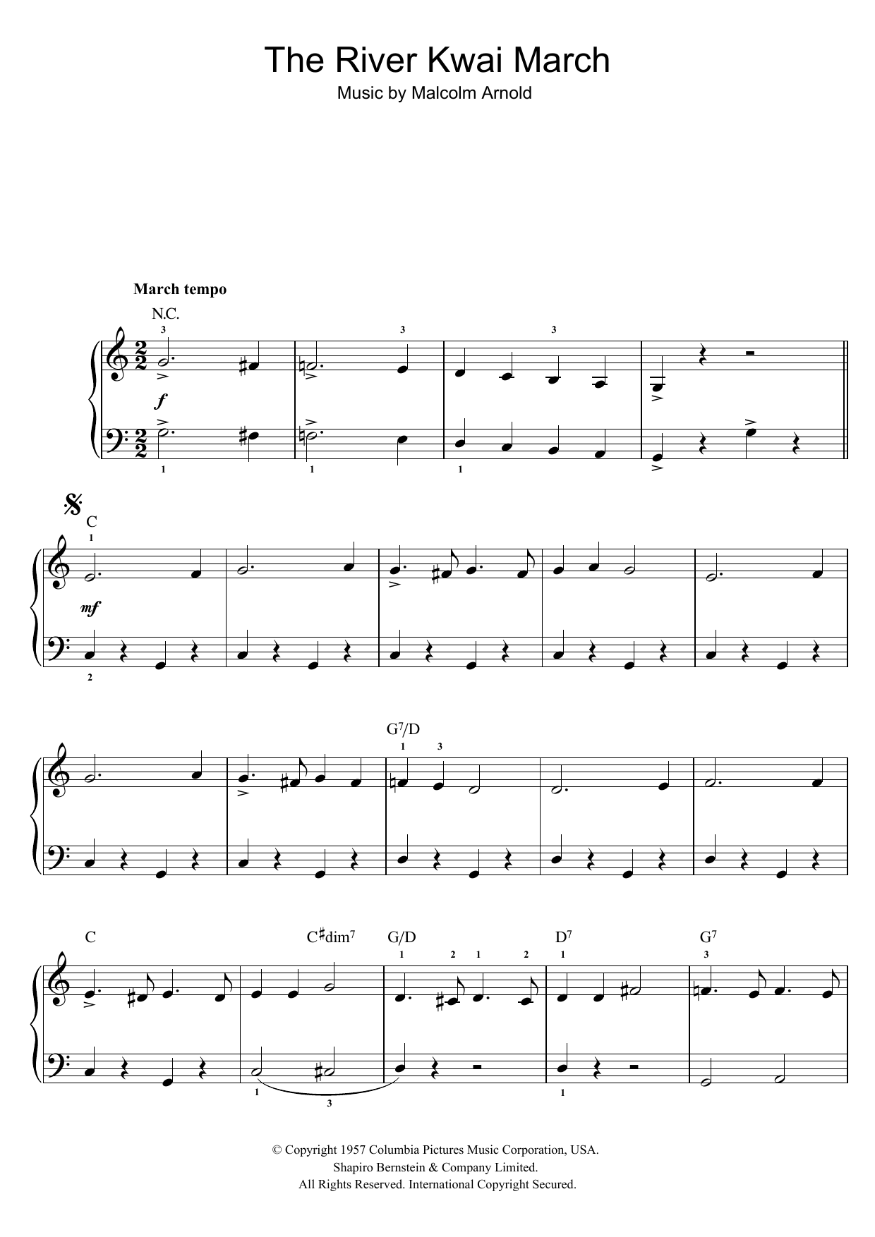 Malcolm Arnold The River Kwai March (from 'The Bridge On The River Kwai') Sheet Music