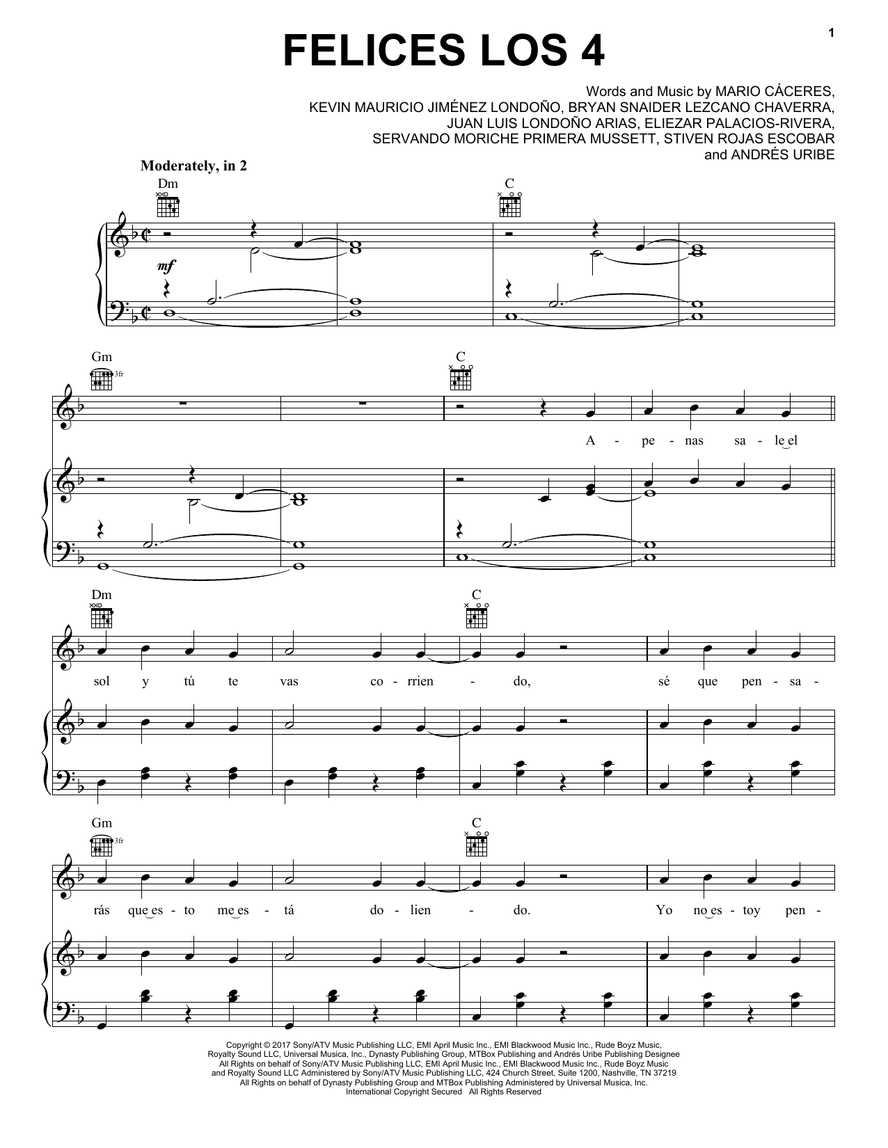 Maluma Felices Los 4 Sheet Music