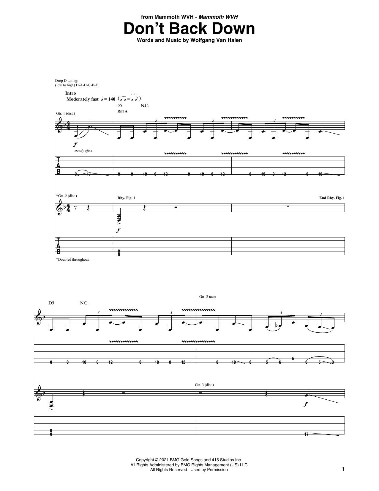 Mammoth WVH Don't Back Down Sheet Music