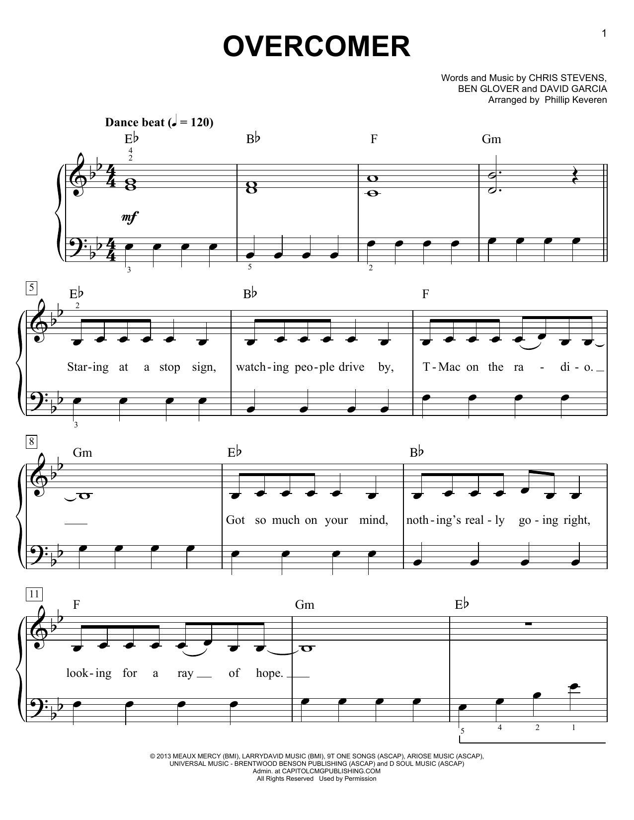 Mandisa Overcomer (arr. Phillip Keveren) Sheet Music