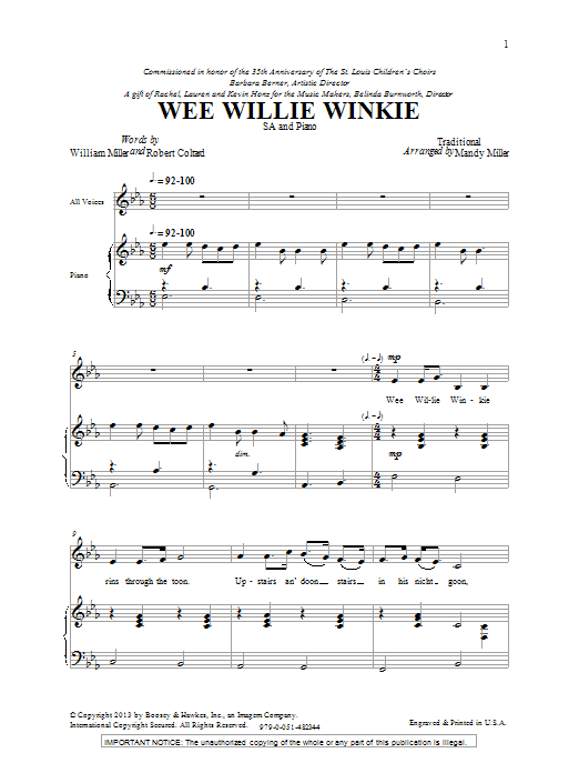 Mandy Miller Wee Willie Winkie Sheet Music