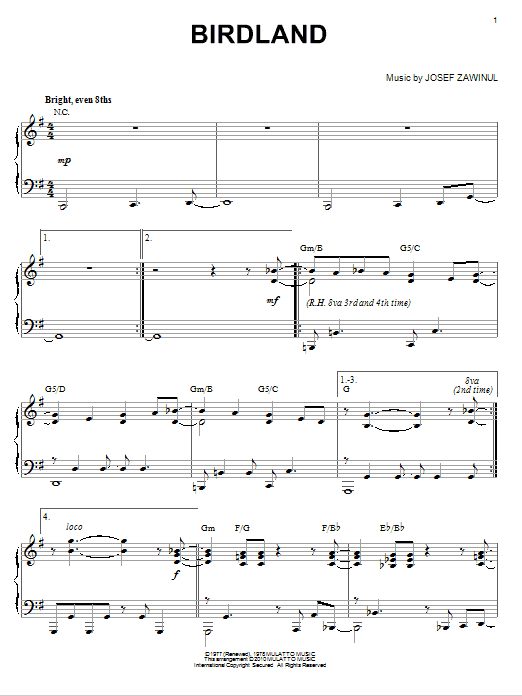 Manhattan Transfer Birdland (arr. Brent Edstrom) Sheet Music