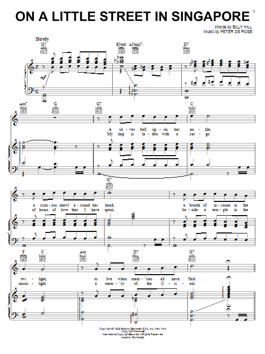 Manhattan Transfer On A Little Street In Singapore Sheet Music