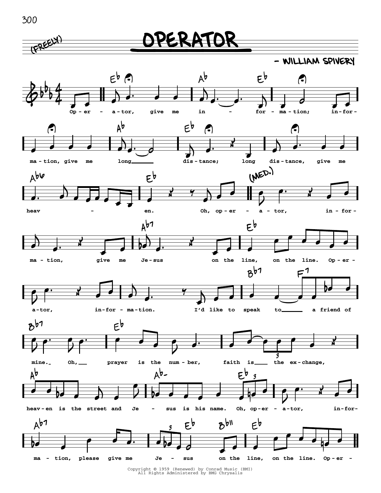 Manhattan Transfer Operator (High Voice) Sheet Music