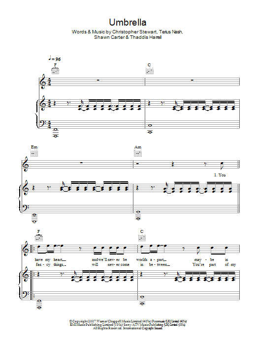 Manic Street Preachers Umbrella Sheet Music