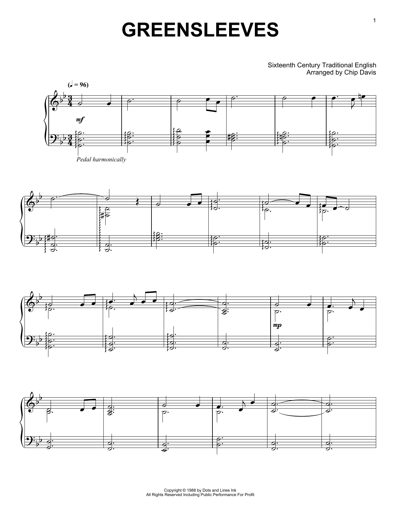 Mannheim Steamroller Greensleeves Sheet Music
