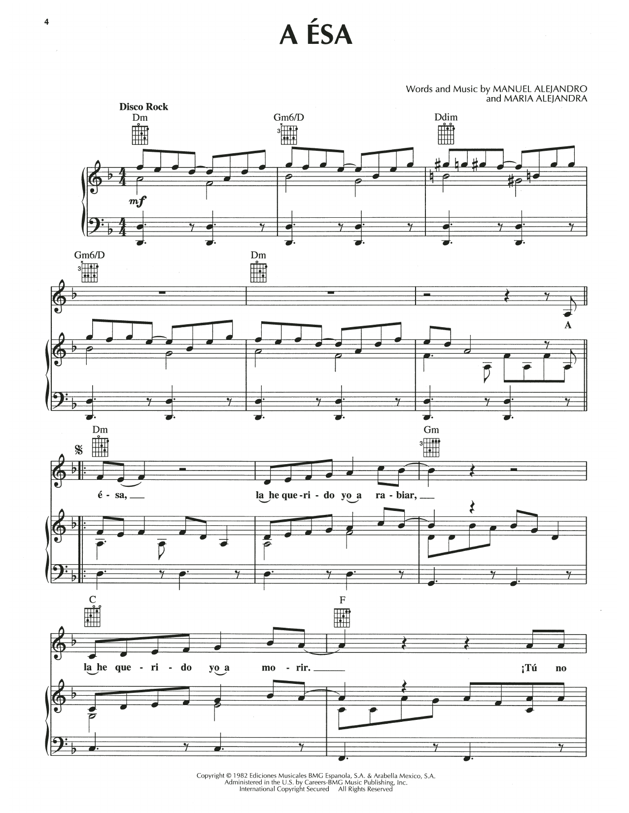Manuel Alejandro A Esa Sheet Music