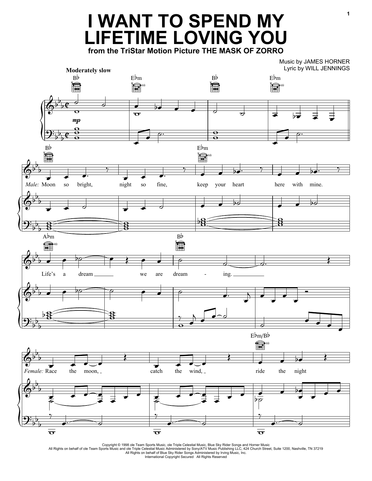 Marc Anthony and Tina Arena I Want To Spend My Lifetime Loving You Sheet Music