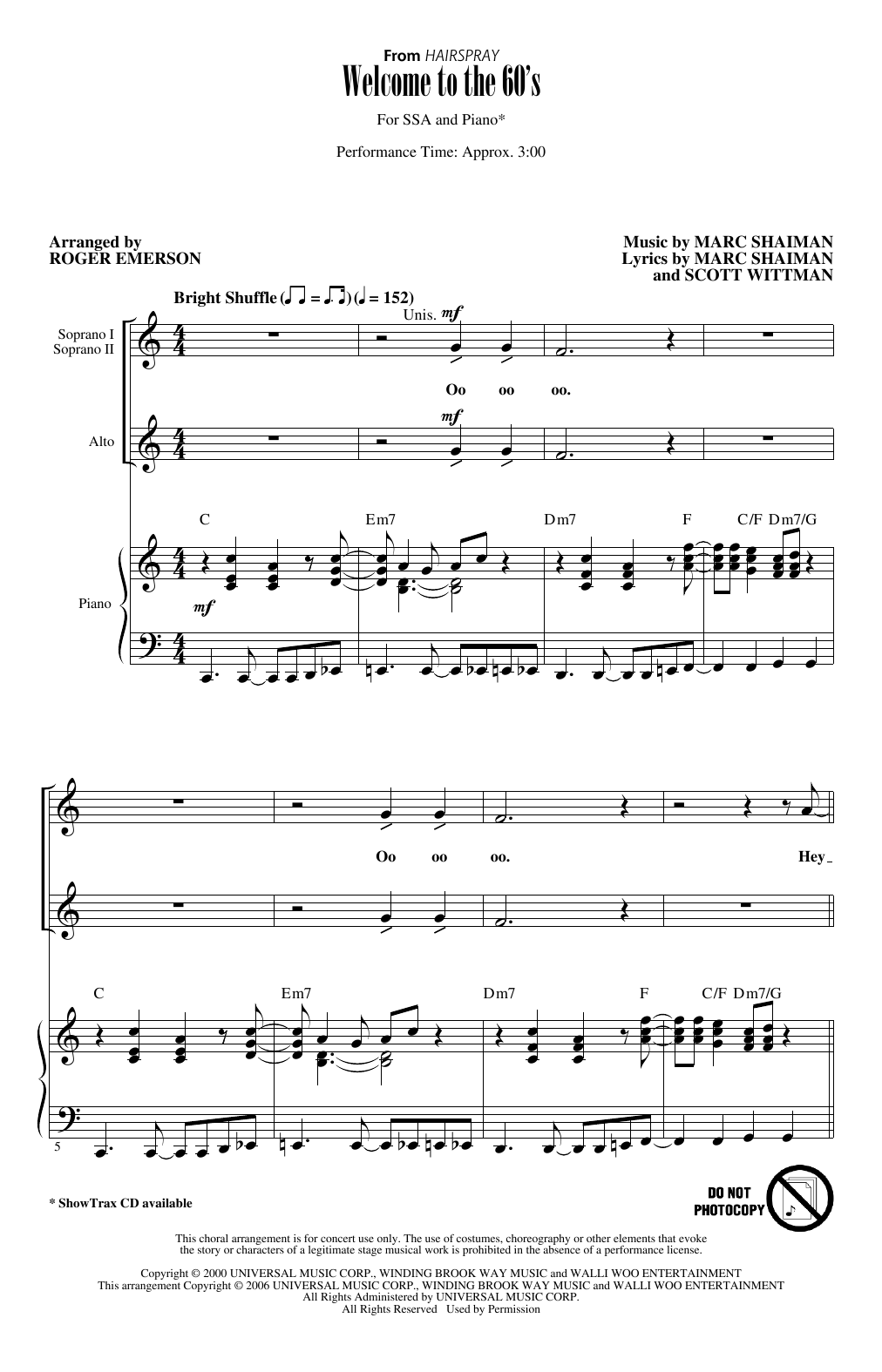Marc Shaiman and Scott Wittman Welcome To The 60's (from Hairspray) (arr. Roger Emerson) Sheet Music