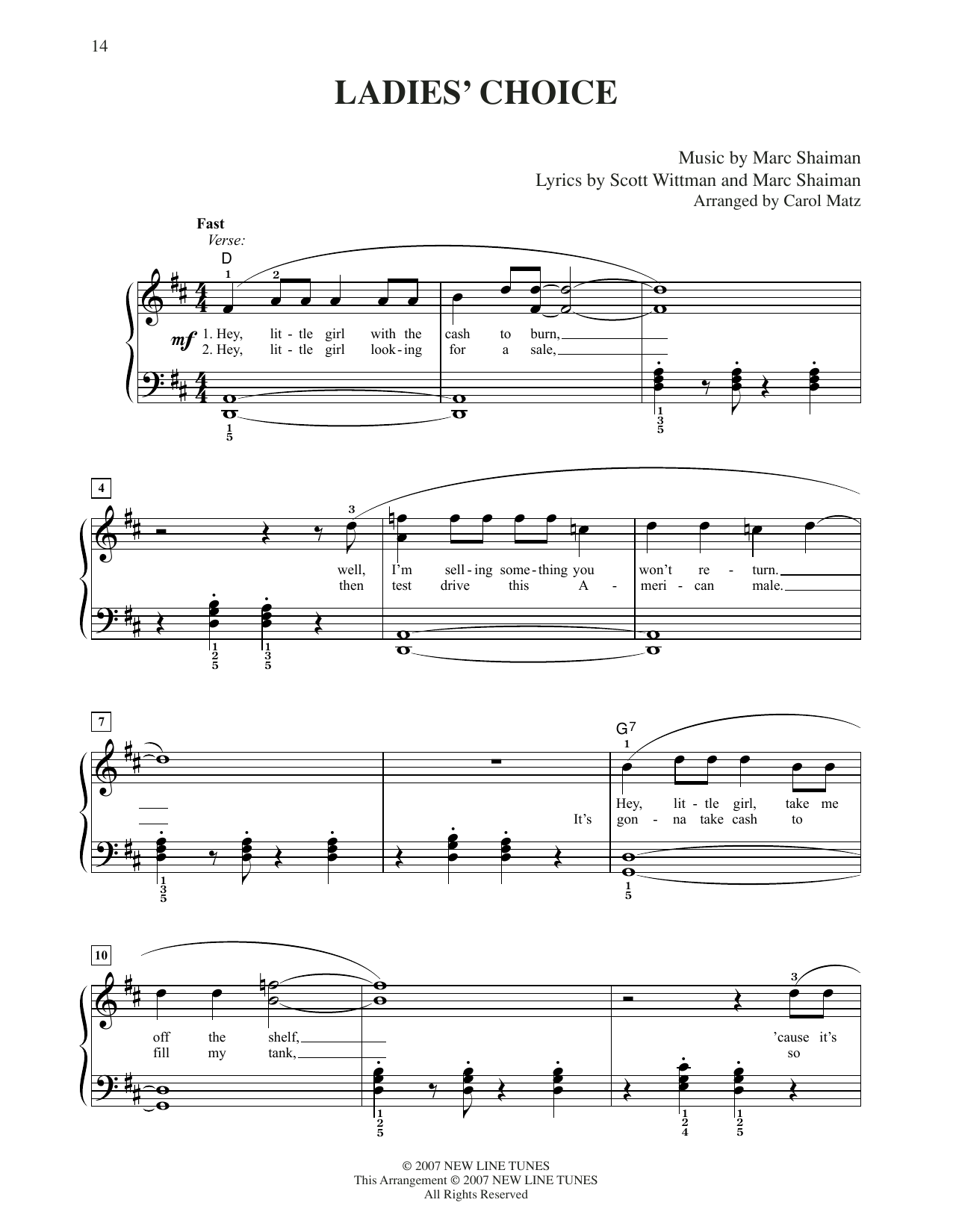 Marc Shaiman & Scott Wittman Ladies Choice (from Hairspray) (arr. Carol Matz) Sheet Music