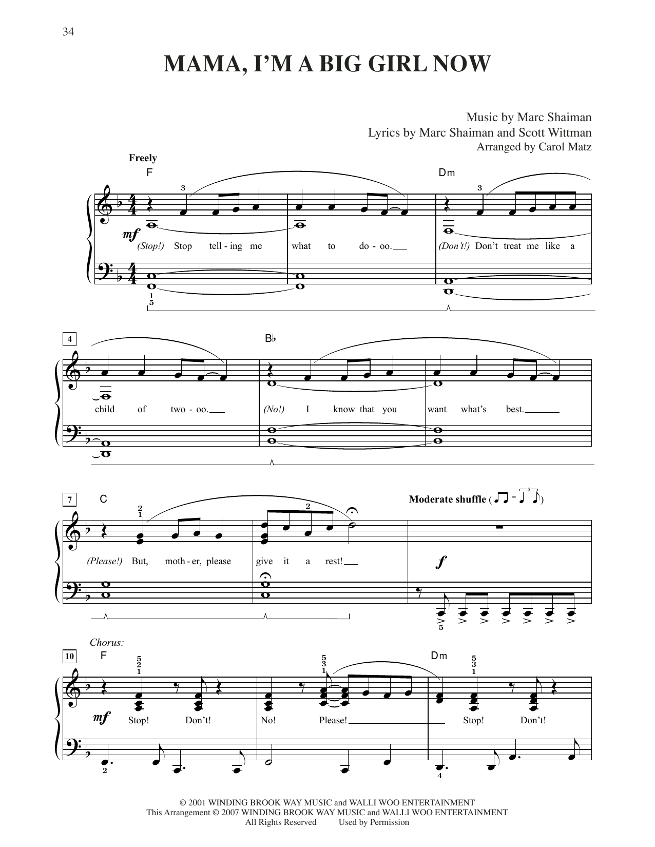Marc Shaiman & Scott Wittman Mama, I'm A Big Girl Now (from Hairspray) (arr. Carol Matz) Sheet Music