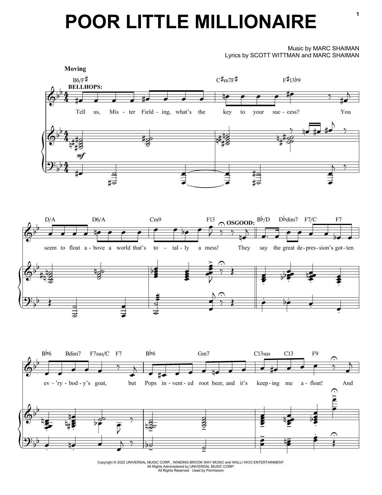 Marc Shaiman & Scott Wittman Poor Little Millionaire (from Some Like It Hot) Sheet Music